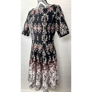 Gabby Skye Scuba Victorian Print Whimsy Goth Feminine Skater Style Midi Dress 10